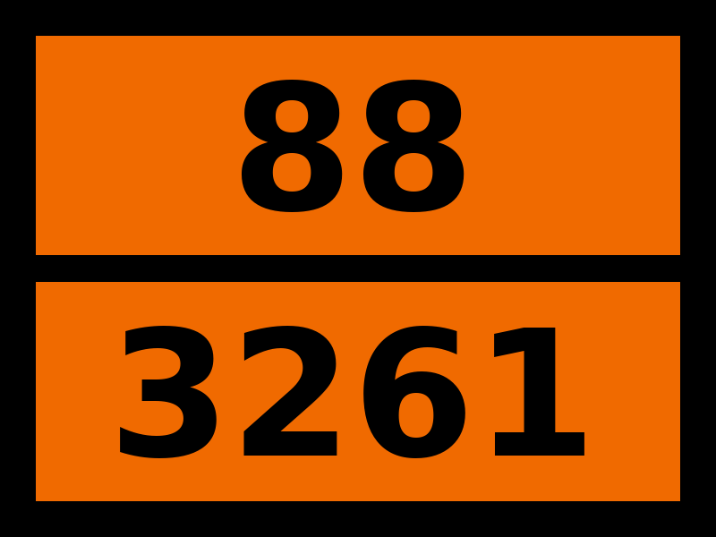 Табличка опасный груз "88-3261. Вещество твердое коррозионное, кислое, органическое, н.у.к."