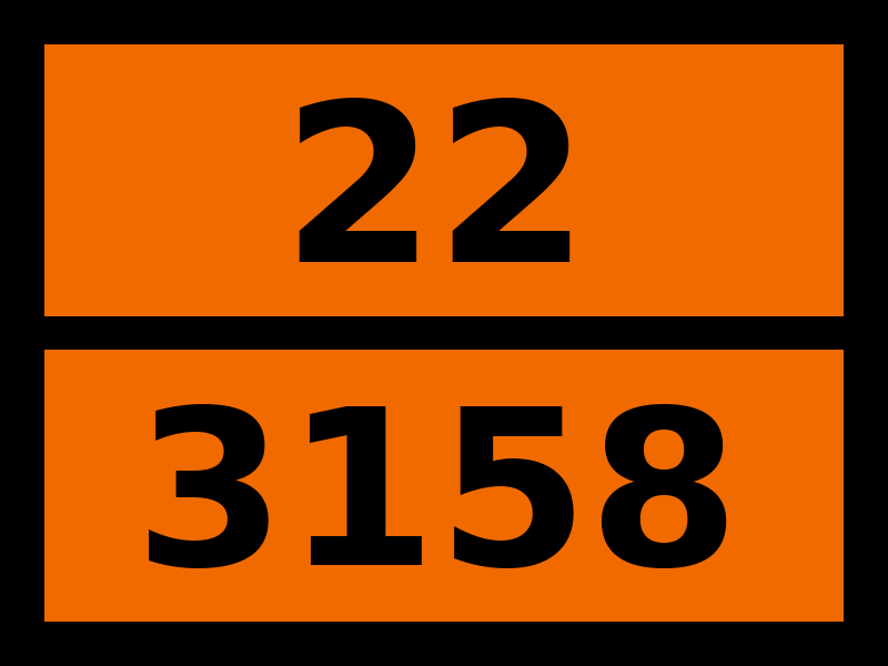 Табличка опасный груз "22-3158. Газ охлажденный жидкий, н.у.к."