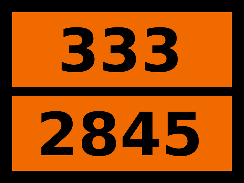 Табличка опасный груз "333-2845. Жидкость пирофорная органическая, н.у.к."