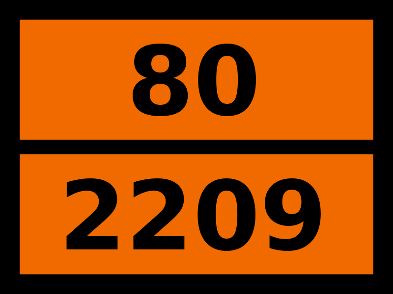 Табличка опасный груз "80-2209. Формальдегида раствор, содержащий не менее 25% формальдегида"