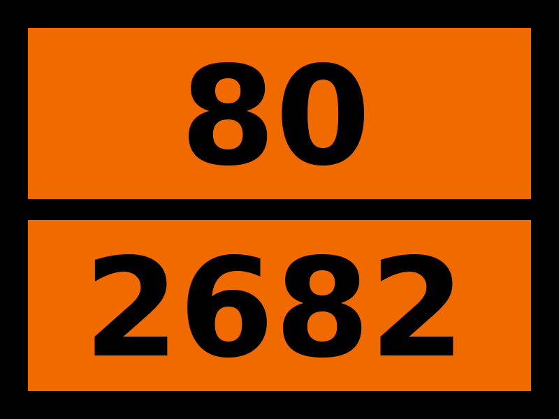 Табличка опасный груз "80-2682. Цезия гидроксид"