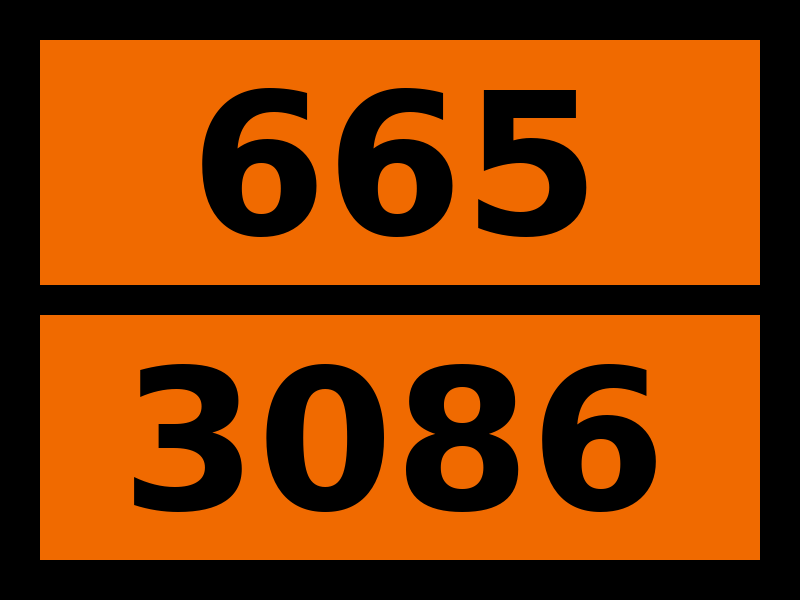 Табличка опасный груз "665-3086. Вещество твердое токсичное, окисляющее, н.у.к."