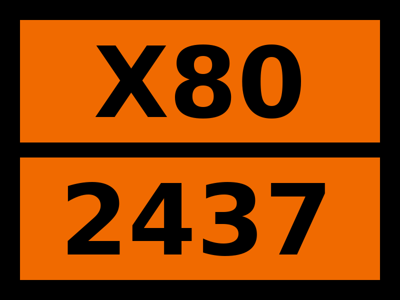 Табличка опасный груз "X80-2437. Метилфенилдихлорсилан"