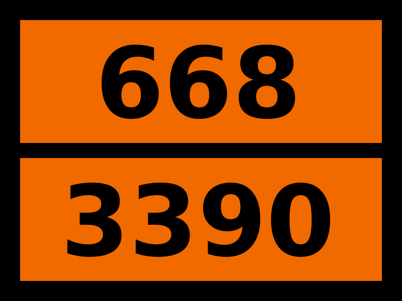Табличка опасный груз "668-3390. Жидкость токсичная при вдыхании"