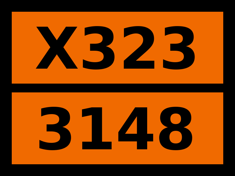 Табличка опасный груз "X323-3148. Жидкость, реагирующая с водой, н.у.к."