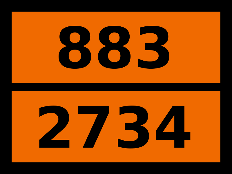 Табличка опасный груз "883-2734. Амины жидкие коррозионные"