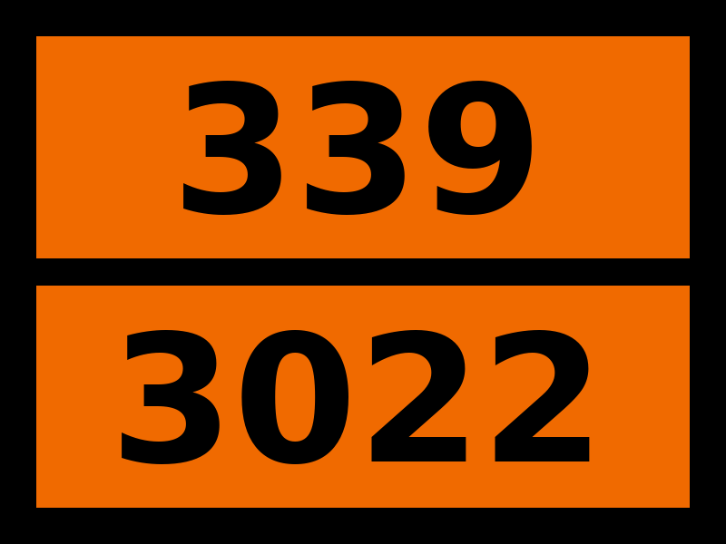 Табличка опасный груз "339-3022. 1,2-бутиленоксид стабилизированный"