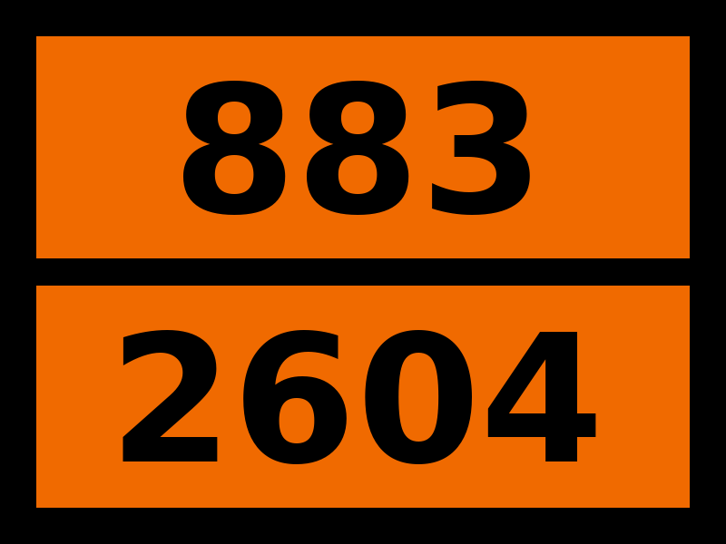 Табличка опасный груз "883-2604. Эфир бортрифтордиэтиловый"