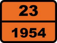 Табличка опасный груз "23-1954. Газ сжатый легковоспламеняющийся, н.у.к."