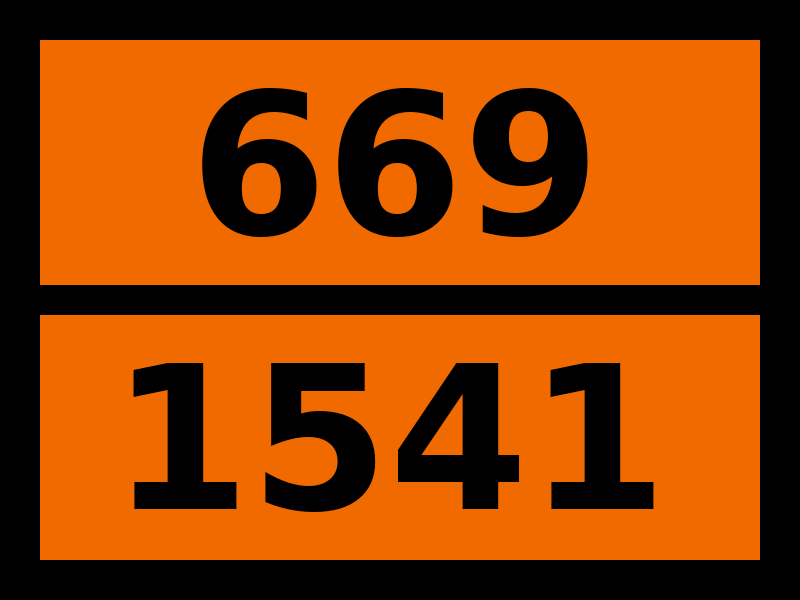 Табличка опасный груз "669-1541. Ацетонциангидрин стабилизированный"