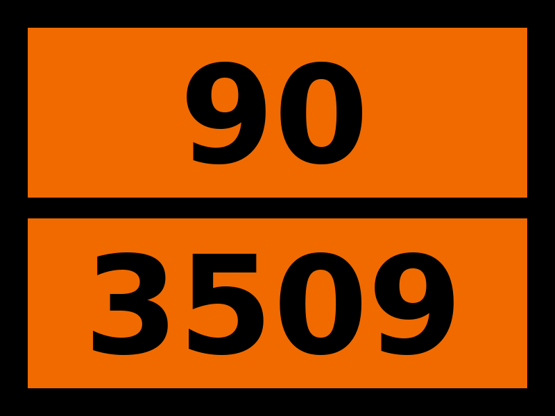 Табличка опасный груз "90-3509. Тара отбракованная порожняя неочищенная"
