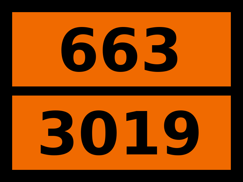 Табличка опасный груз "663-3019. Пестицид оловоорганический жидкий токсичный"