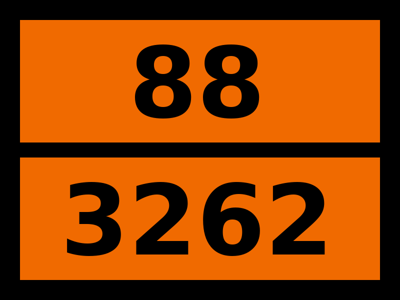 Табличка опасный груз "88-3262. Вещество твердое коррозионное"