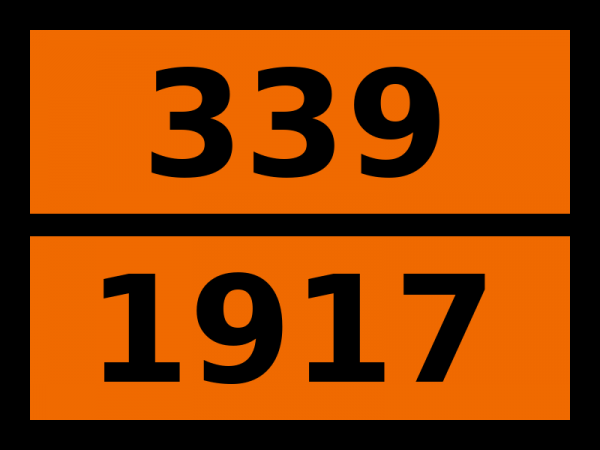 Табличка опасный груз "339-1917. Этилакрилат стабилизированный"