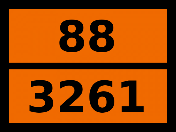 Табличка опасный груз "88-3261. Вещество твердое коррозионное, кислое, органическое, н.у.к."