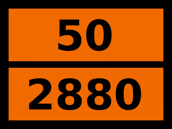 Табличка опасный груз "50-2880. Кальция гипохлорит гидратированный или кальция гипохлорита гидратированная смесь с содержанием воды не менее 5"