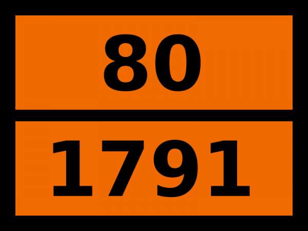 Табличка опасный груз "80-1791. Гипохлорита раствор"
