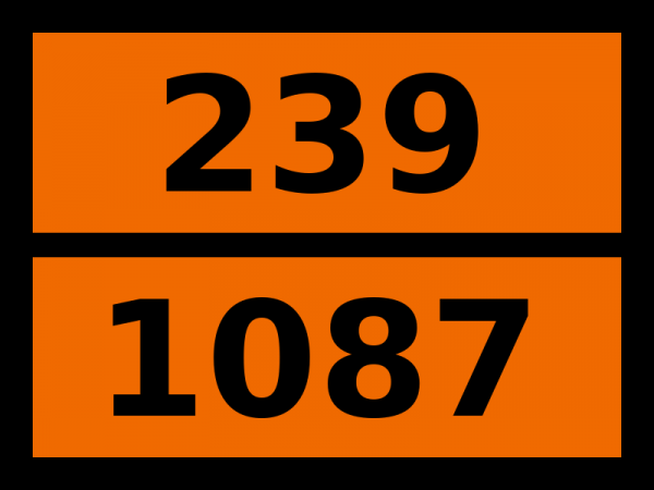 Табличка опасный груз "239-1087. Эфир винилметиловый стабилизированный"