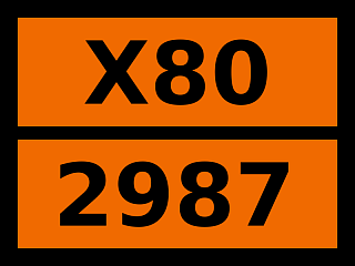 Табличка опасный груз "X80-2987. Хлорсиланы коррозионные, н.у.к."
