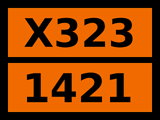 Табличка опасный груз "X323-1421. Щелочных металлов сплав жидкий, н.у.к."