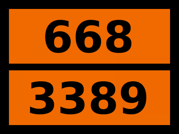 Табличка опасный груз "668-3389. Жидкость токсичная при вдыхании"