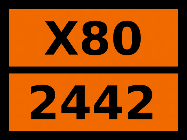 Табличка опасный груз "X80-2442. Трихлорацетилхлорид"