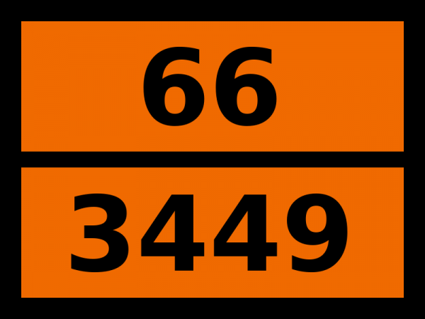 Табличка опасный груз "66-3449. Бромбензилцианиды твердые"