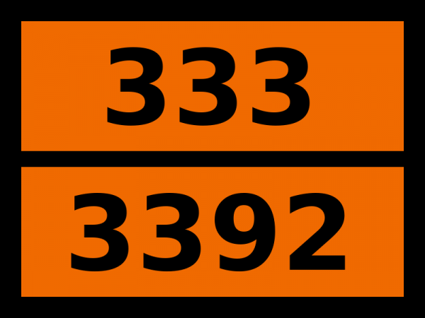 Табличка опасный груз "333-3392. Вещество металлоорганическое пирофорное жидкое"
