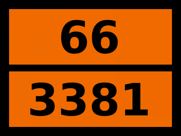 Табличка опасный груз "66-3381. Жидкость токсичная п р и в д ы х а н и и"
