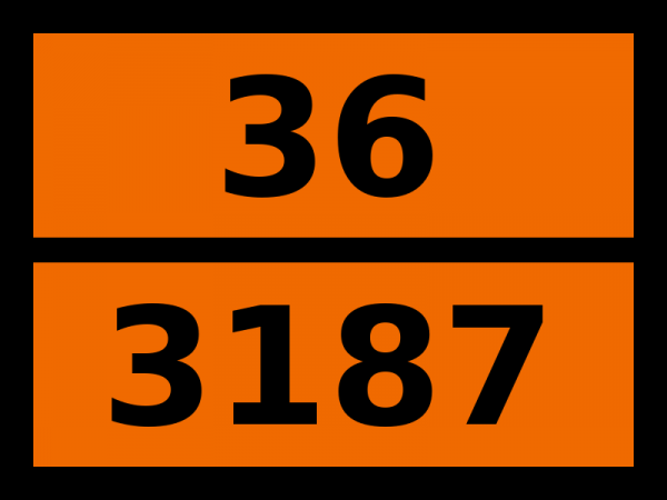 Табличка опасный груз "36-3187. Жидкость самонагревающаяся"
