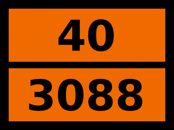 Табличка опасный груз "40-3088. Вещество твердое самонагревающееся органическое, н.у.к."