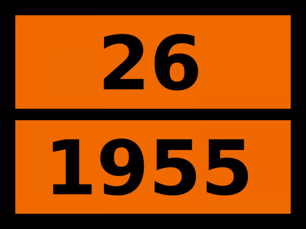 Табличка опасный груз "26-1955. Газ сжатый токсичный, н.у.к."