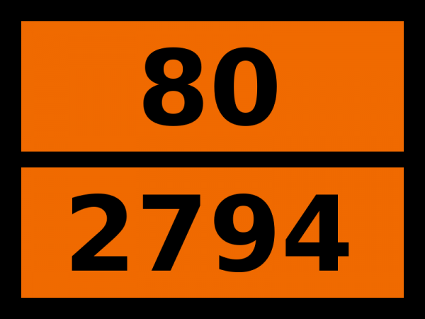 Табличка опасный груз "80-2794. Батареи жидкостные кислотные электрические аккумуляторные"