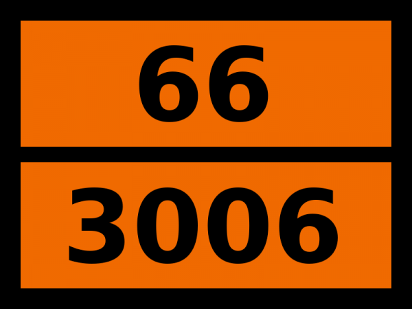 Табличка опасный груз "66-3006. Пестицид на основе тиокарбаматов жидкий токсичный"