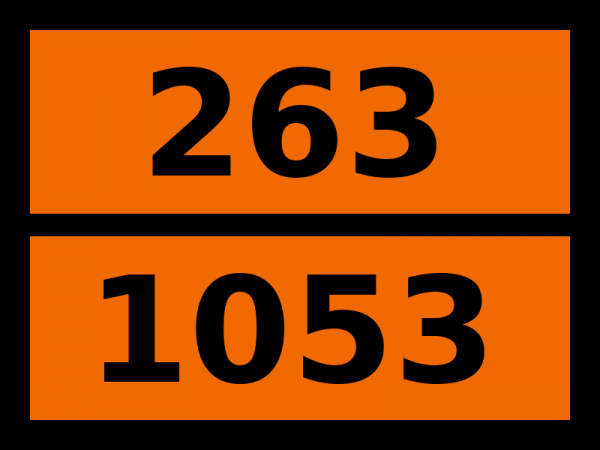 Табличка опасный груз "263-1053. Сероводород"