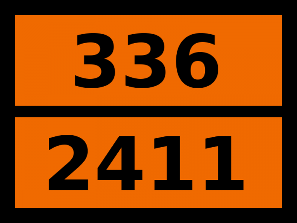 Табличка опасный груз "336-2411. Бутиронитрил"