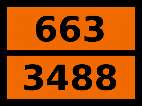 Табличка опасный груз "663-3488. Жидкость токсичная при вдыхании"