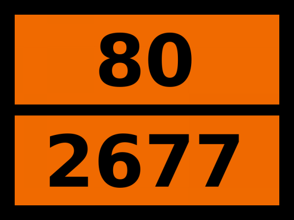 Табличка опасный груз "80-2677. Рубидия гидроксида раствор"