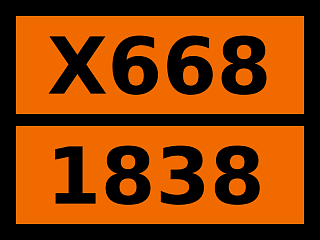 Табличка опасный груз "X668-1838. Титана тетрахлорид"