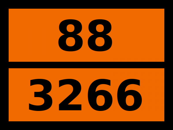 Табличка опасный груз "88-3266. Жидкость коррозионная, щелочная, неорганическая, н.у.к."