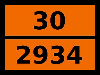 Табличка опасный груз "30-2934. Изопропил-2-хлорпропионат"