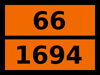 Табличка опасный груз "66-1694. Бромбензилцианиды жидкие"