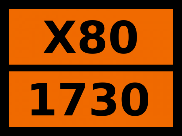 Табличка опасный груз "X80-1730. Сурьмы пентахлорид жидкий"