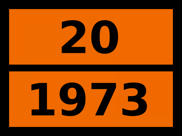 Табличка опасный груз "20-1973. Хлордифторметана и хлорпентафторэтана смесь с постоянной температурой кипения"