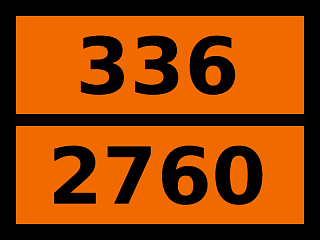 Табличка опасный груз "336-2760. Пестицид мышьяксодержащий жидкий легковоспламеняющийся"
