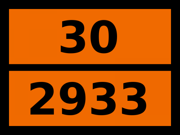 Табличка опасный груз "30-2933. Метил-2-хлорпропионат"