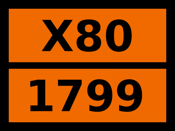Табличка опасный груз "X80-1799. Нонилтрихлорсилан"