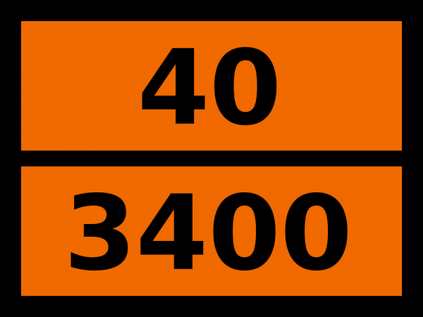 Табличка опасный груз "40-3400. Вещество металлоорганическое самонагревающееся, твердое"