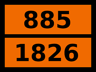 Табличка опасный груз "885-1826. Смесь кислотная нитрующая отработанная с содержанием азотной кислоты более 50%"