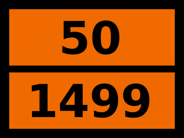 Табличка опасный груз "50-1499. Натрия нитрата и калия нитрата смесь"